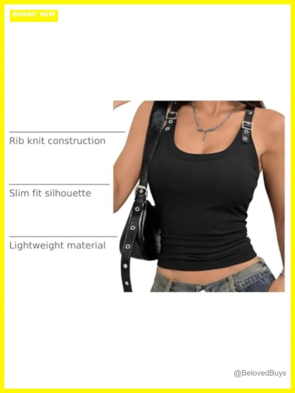Ribbed Square Neck Crop Tank Top Y2k Slim Fit Sleeveless